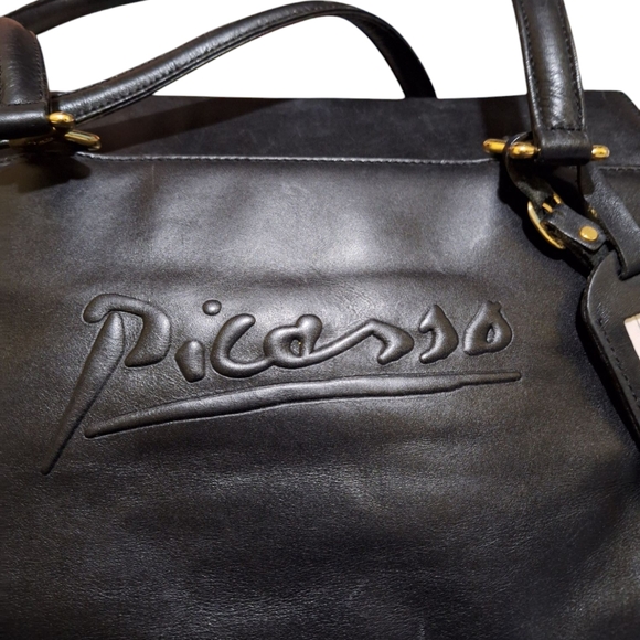 PAOLA PICASSO VINTAGE ITALIAN LEATHER HANDBAG TOTE - Picture 10 of 17